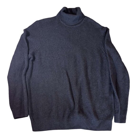 Jos A Bank Reserve Italian Yarn Blue Turtleneck Sweater XXL Cashmere Wool Blend - Picture 2 of 5